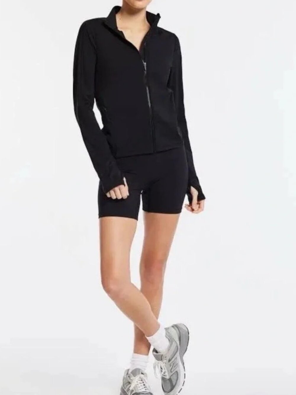 Bandier Full Zip Jacket Large Black Track Athletic Yoga